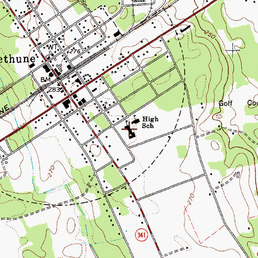 Topographic Map of Bethune High School, SC