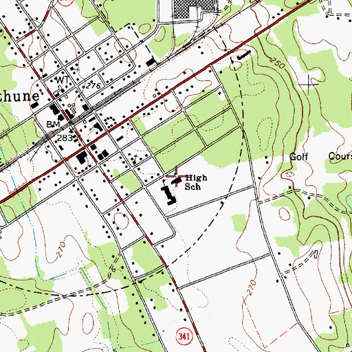 Topographic Map of Bethune Middle School, SC