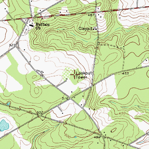 Topographic Map of Buffalo Lookout Tower, SC