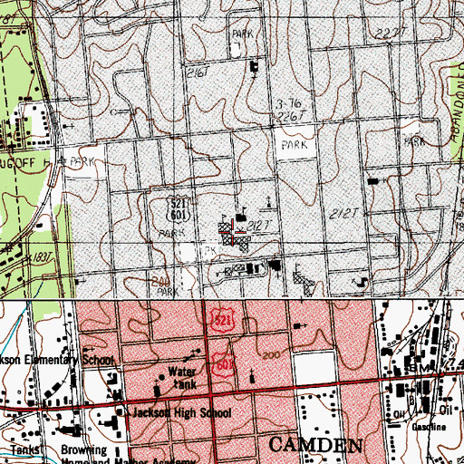 Topographic Map of Camden High School, SC