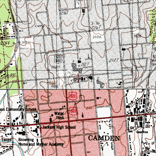 Topographic Map of Camden Junior High School, SC