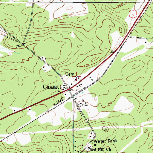 Topographic Map of Cassatt Baptist Church, SC