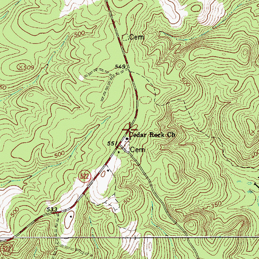 Topographic Map of Cedar Rock School (historical), SC