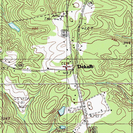Topographic Map of Dekalb Baptist Church, SC