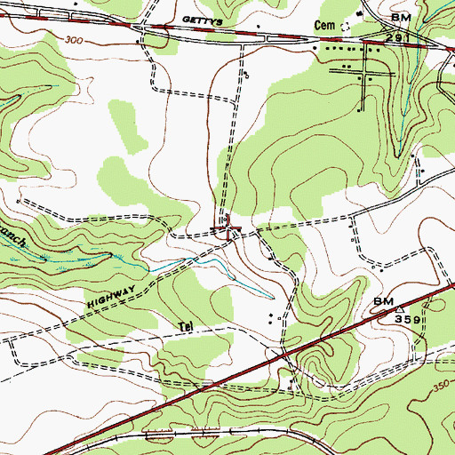Topographic Map of Gettysburg, SC