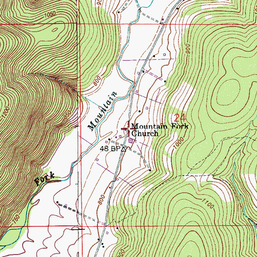 Topographic Map of Mountain Fork Church, AL