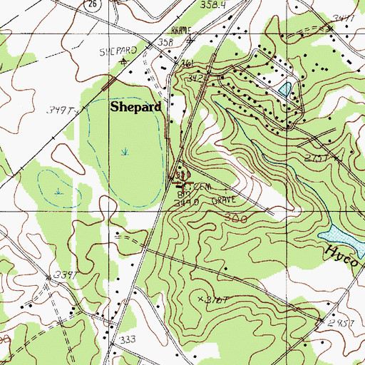 Topographic Map of Hyco Baptist Church, SC