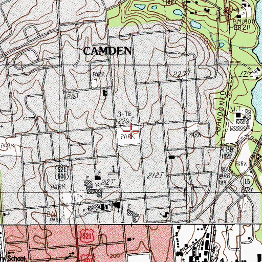 Topographic Map of Kershaw Park, SC