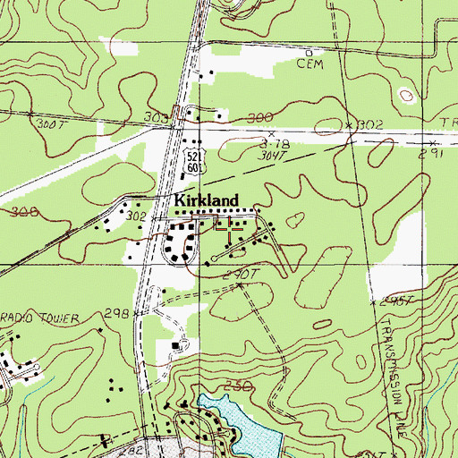 Topographic Map of Lafayette Village, SC