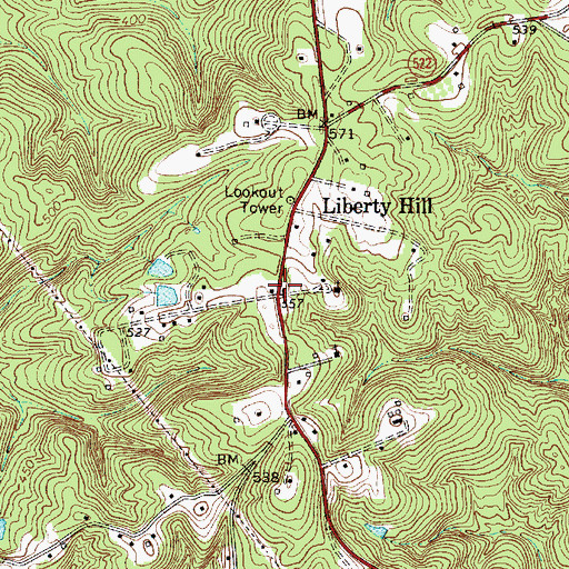 Topographic Map of Liberty Hill Historic District, SC