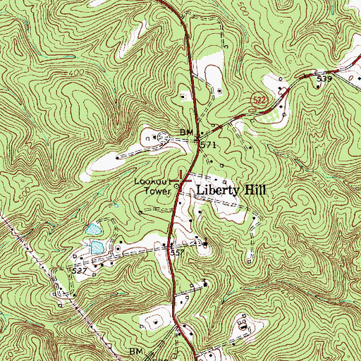 Topographic Map of Liberty Hill Lookout Tower, SC