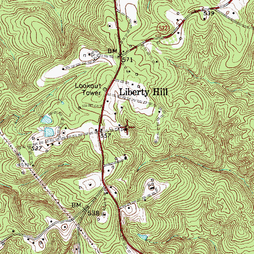 Topographic Map of Liberty Hill Presbyterian Church, SC