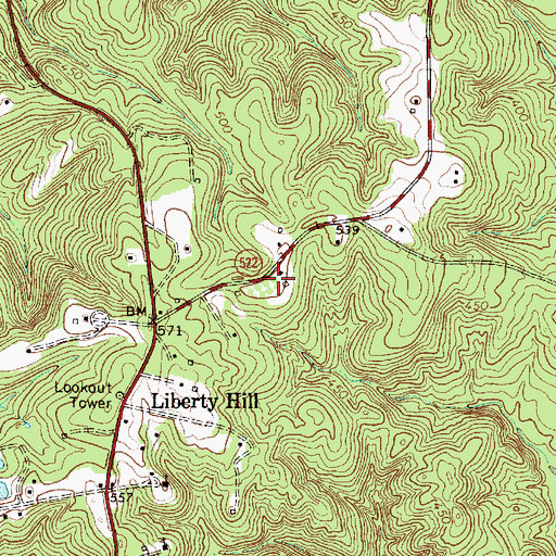 Topographic Map of Liberty Hill School (historical), SC