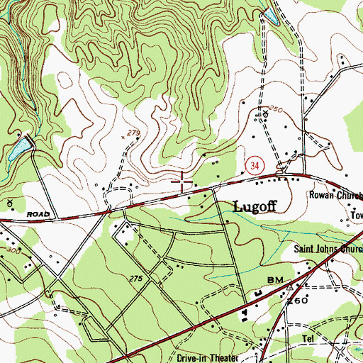 Topographic Map of Lugoff Elementary School, SC