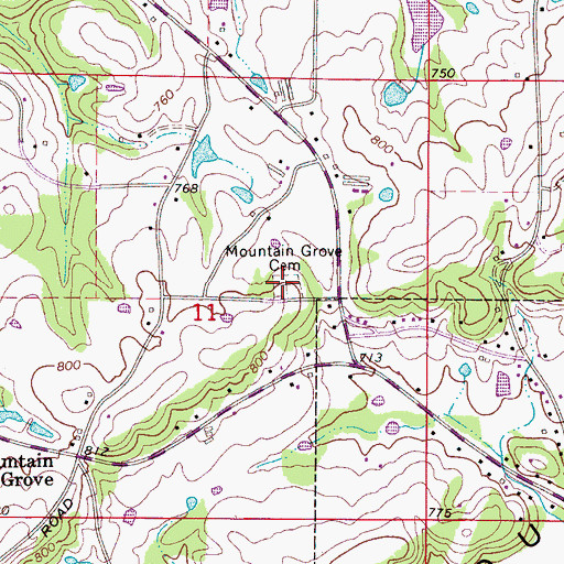 Topographic Map of Mountain Grove Cemetery, AL