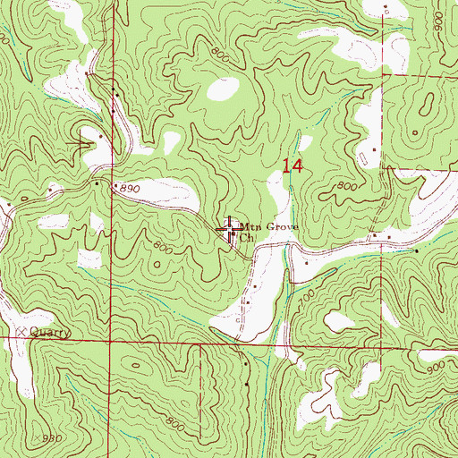 Topographic Map of Mountain Grove Baptist Church, AL
