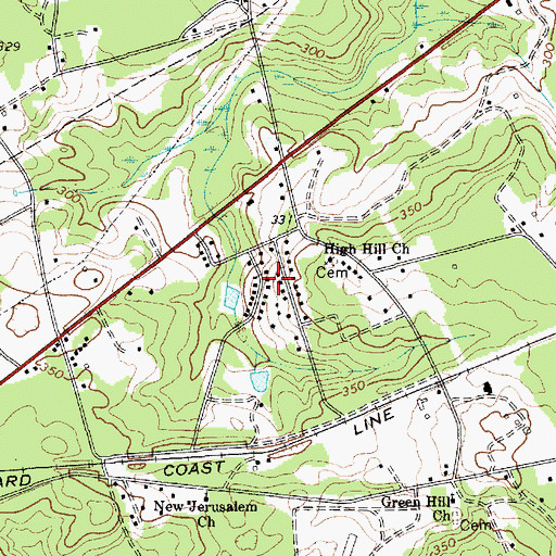 Topographic Map of Pinewood Heights, SC
