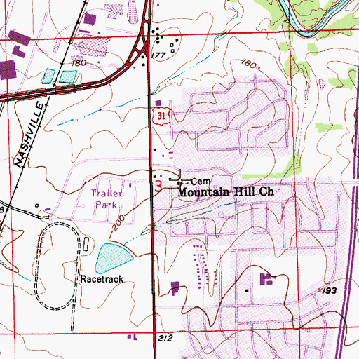 Topographic Map of Mountain Hill Church, AL