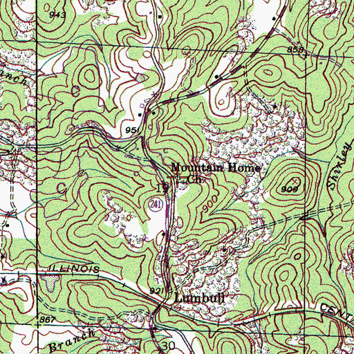 Topographic Map of Mountain Home Church, AL