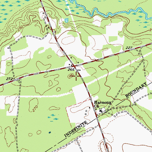 Topographic Map of Sandy Grove Park, SC