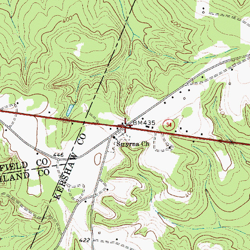 Topographic Map of Smyrna Camp Ground (historical), SC