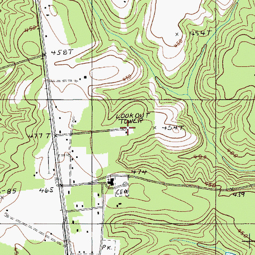 Topographic Map of Westville Lookout Tower, SC