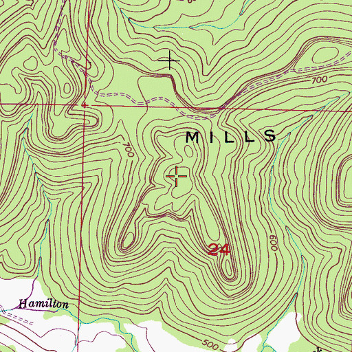 Topographic Map of Mountain Mills Ridge, AL