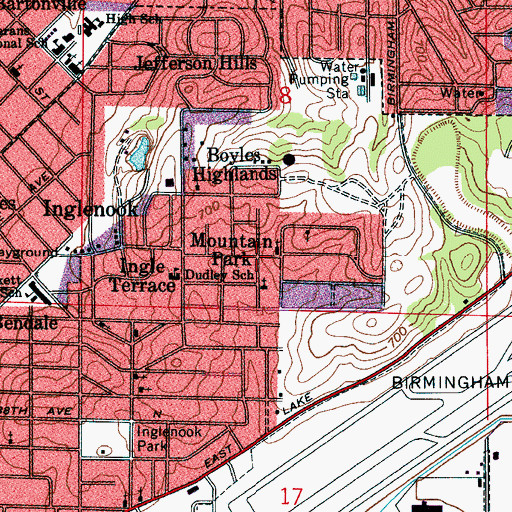 Topographic Map of Mountain Park, AL