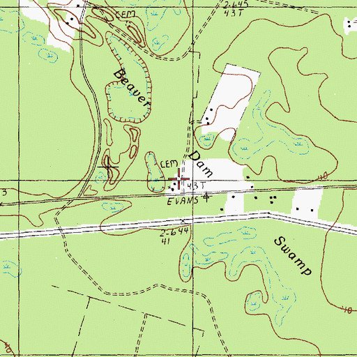 Topographic Map of Mount Calvary Cemetery, SC