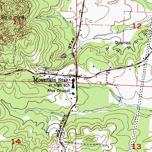 Topographic Map of Mountain Star, AL