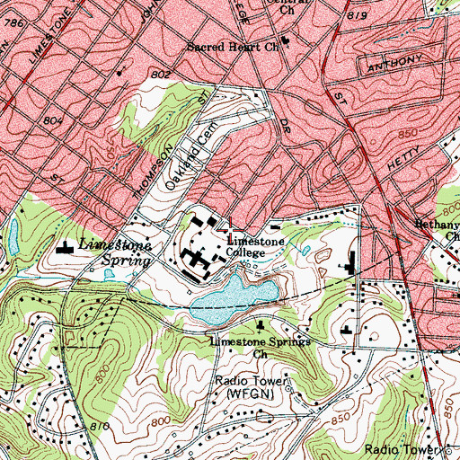 Topographic Map of A J Eastwood Library, SC