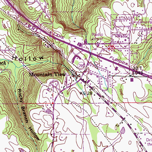 Topographic Map of Mountain View, AL