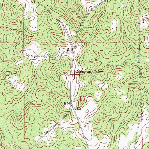 Topographic Map of Mountain View Church, AL