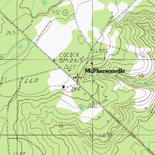 Topographic Map of McPhersonville School (historical), SC