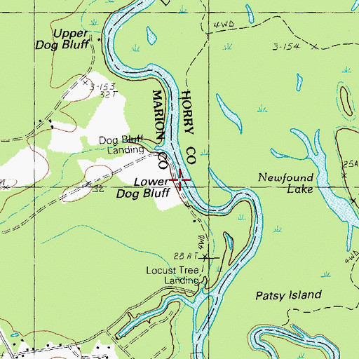 Topographic Map of Lower Dog Bluff Landing, SC
