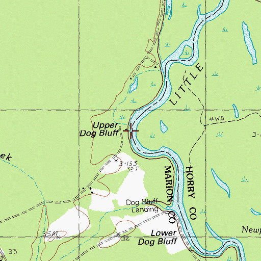 Topographic Map of Upper Dog Bluff Landing, SC