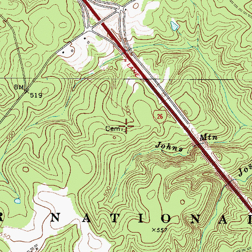 Topographic Map of Tranquil Cemetery, SC