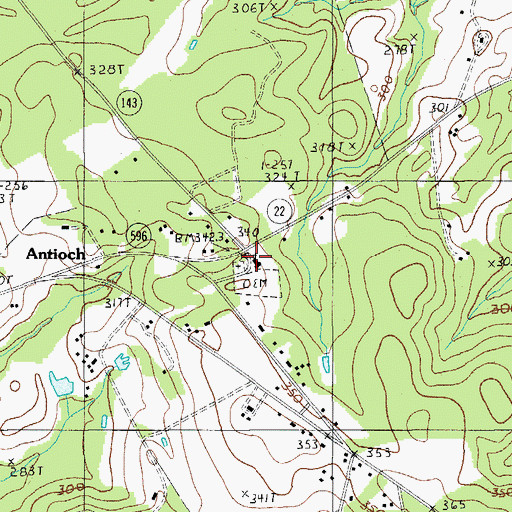 Topographic Map of Antioch Baptist Church, SC