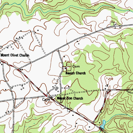 Topographic Map of Beulah Church, SC