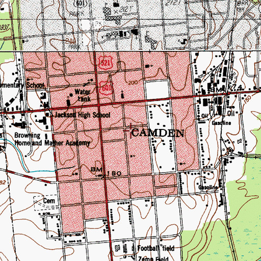 Topographic Map of Camden City Hall, SC