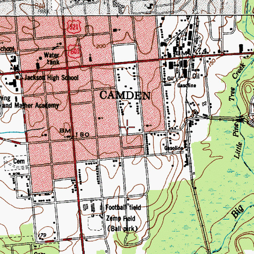 Topographic Map of Camden Fine Arts Center, SC