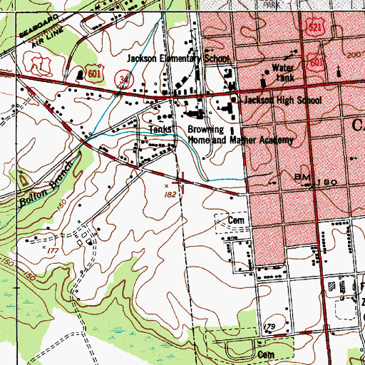 Topographic Map of Camden Middle School, SC