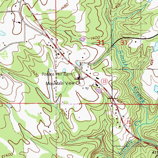 Topographic Map of Mountain View Church, AL