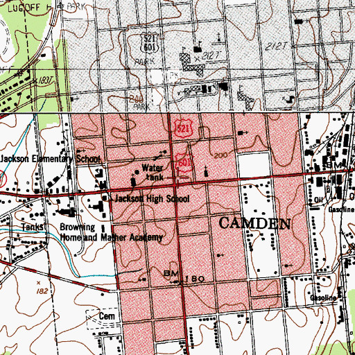 Topographic Map of City of Camden Historic District, SC