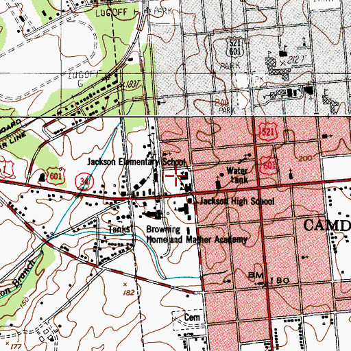 Topographic Map of Jackson Park, SC