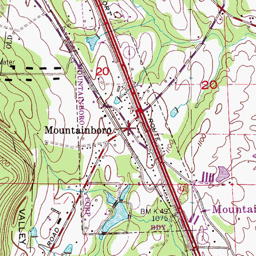 Topographic Map of Mountainboro, AL