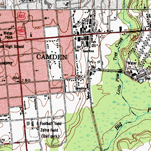 Topographic Map of Southside Baptist Church, SC