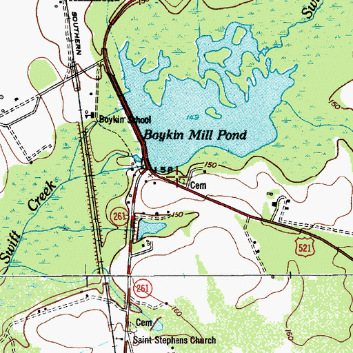Topographic Map of Swift Creek Baptist Church (historical), SC