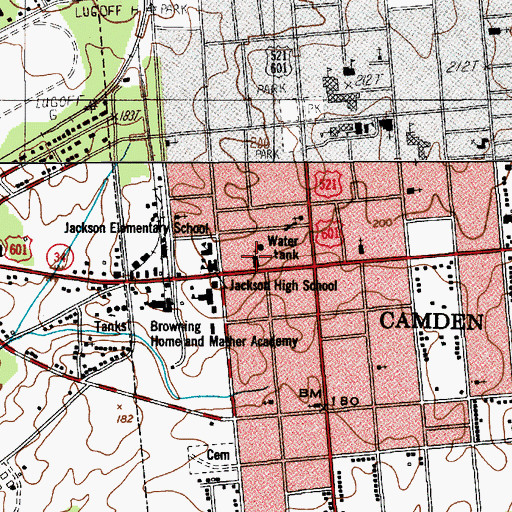 Topographic Map of Trinity United Methodist Church, SC