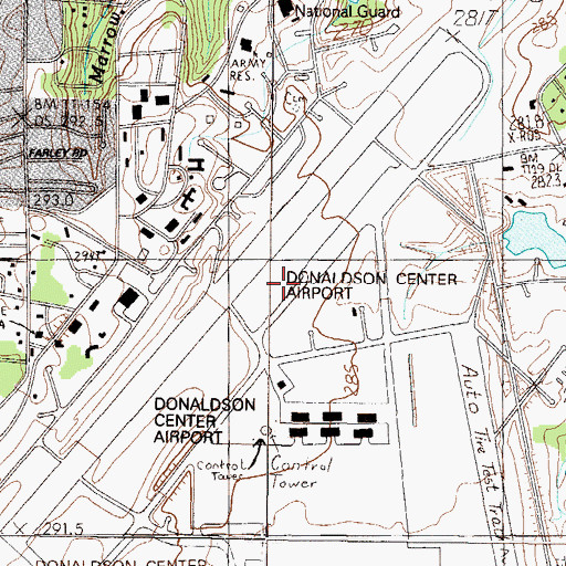 Topographic Map of Donaldson Air Force Base (historical), SC